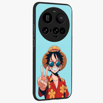 Luffy Summer Anime Vibe Glass Case upright view showcasing dynamic anime artwork with bright adventurous theme.