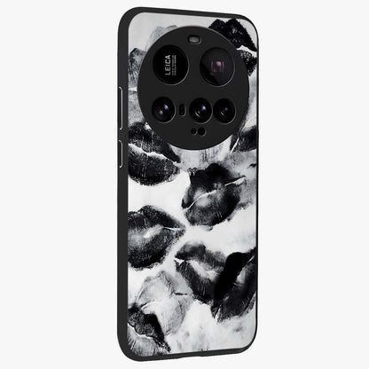 Midnight Kiss Marks Glass Case upright view showcasing stylish kiss mark artwork with trendy romantic theme.