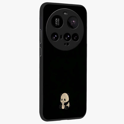 Midnight Panda Love Glass Case upright view showcasing charming panda artwork with playful romantic theme.