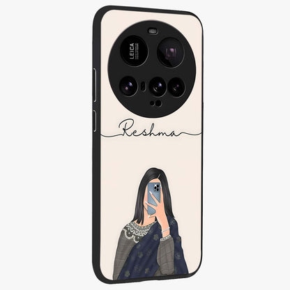 Mirror Mood Muse With Custom Name Glass Case upright view showcasing artistic mirror themed artwork with personalized aesthetic.