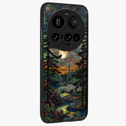 Moonlight Forest Dream Glass Case upright view showcasing magical forest artwork with calm night theme.