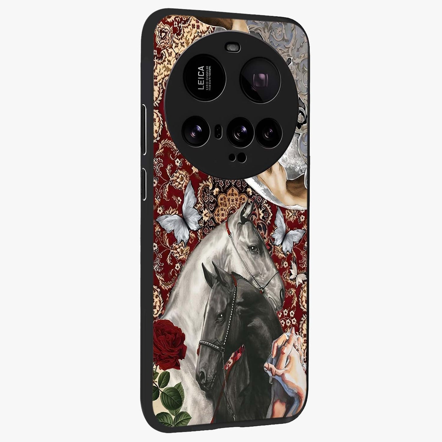 Moonlit Royal Stallion Glass Case upright view showcasing dramatic horse artwork with glowing moon themed design.