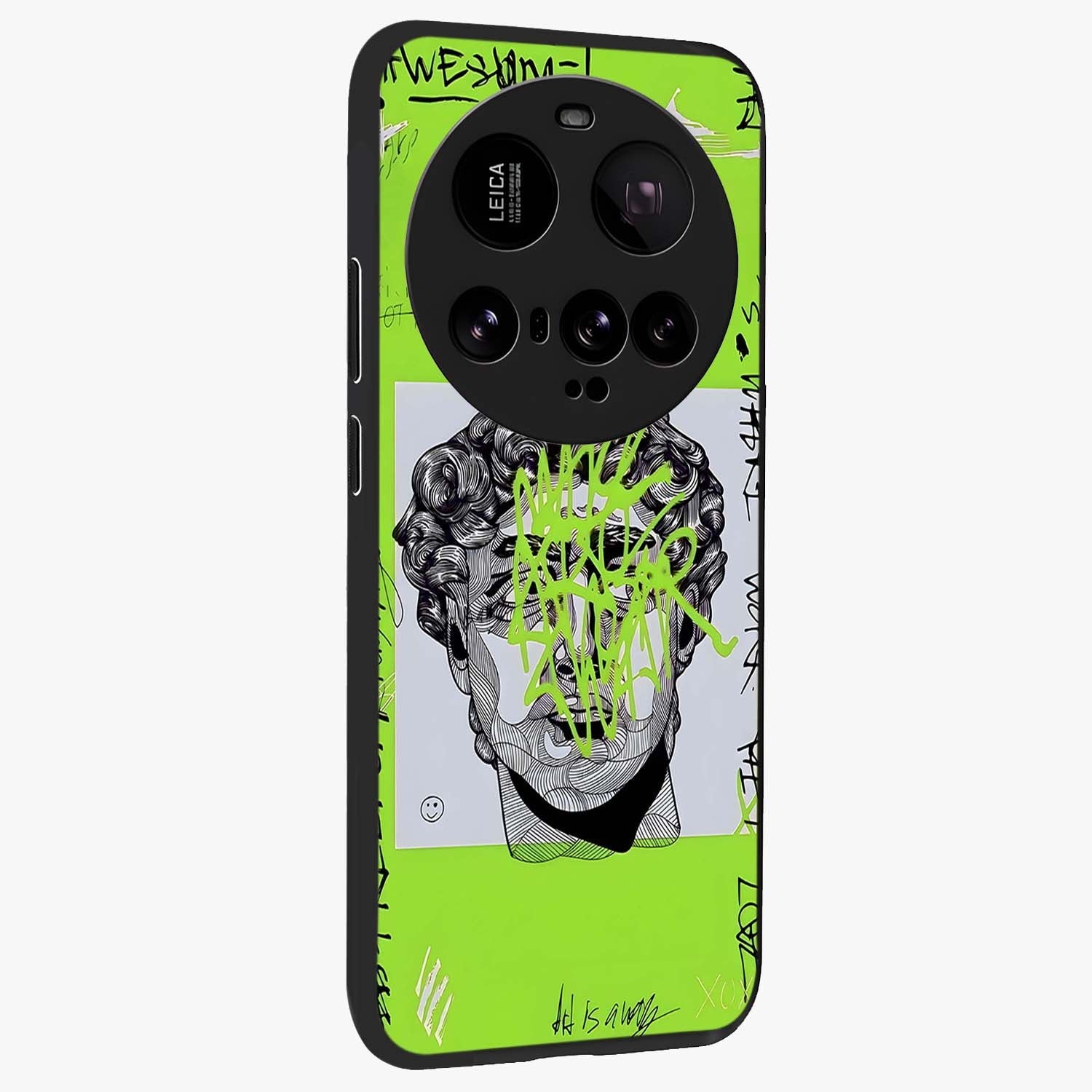 Neo Graffiti Rebellion Glass Case upright view showcasing colorful graffiti artwork with bold modern street style.