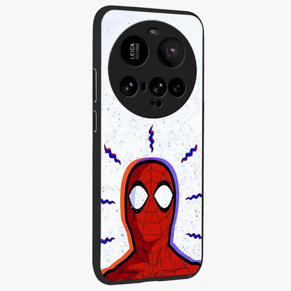 Omg Spiderman Glass Case upright view showcasing energetic superhero artwork with vibrant comic theme.