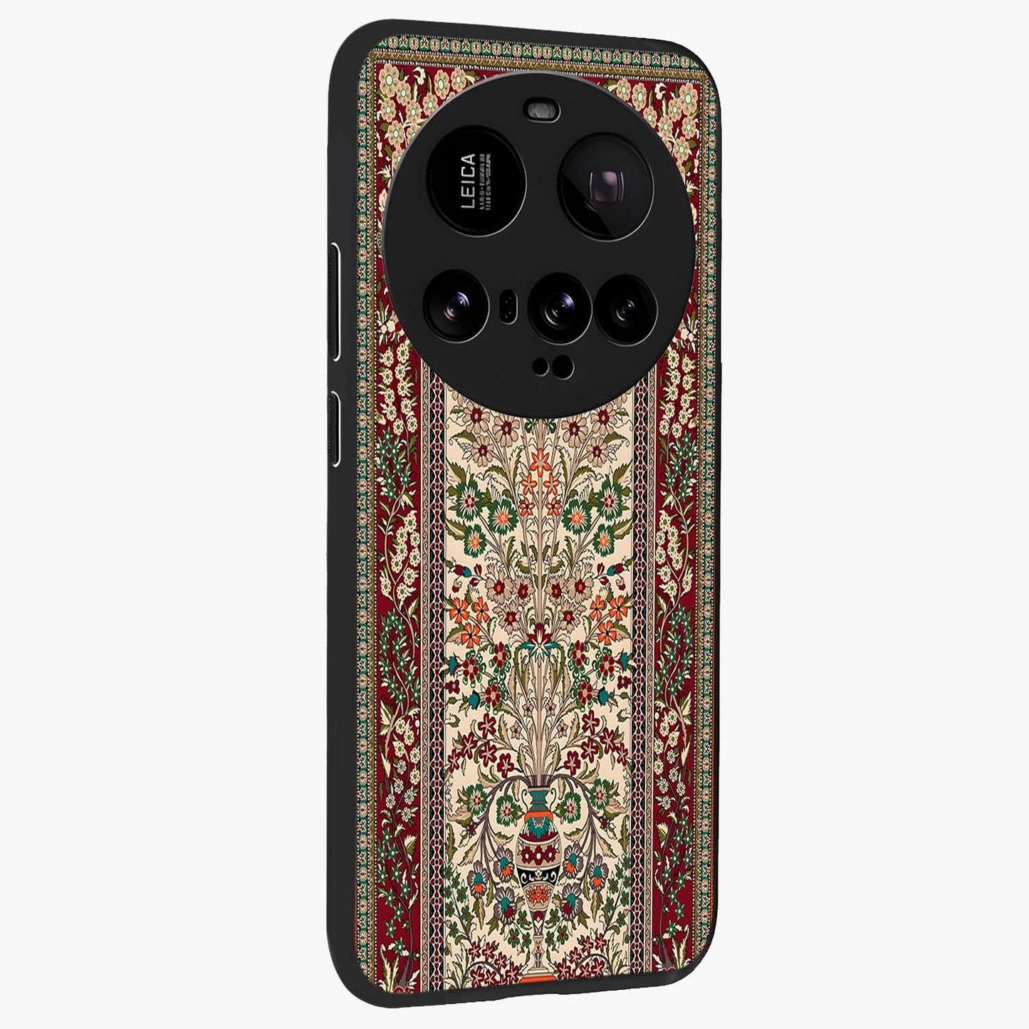 Persian Inspired Glass Case upright view showcasing decorative Persian artwork with rich heritage theme.