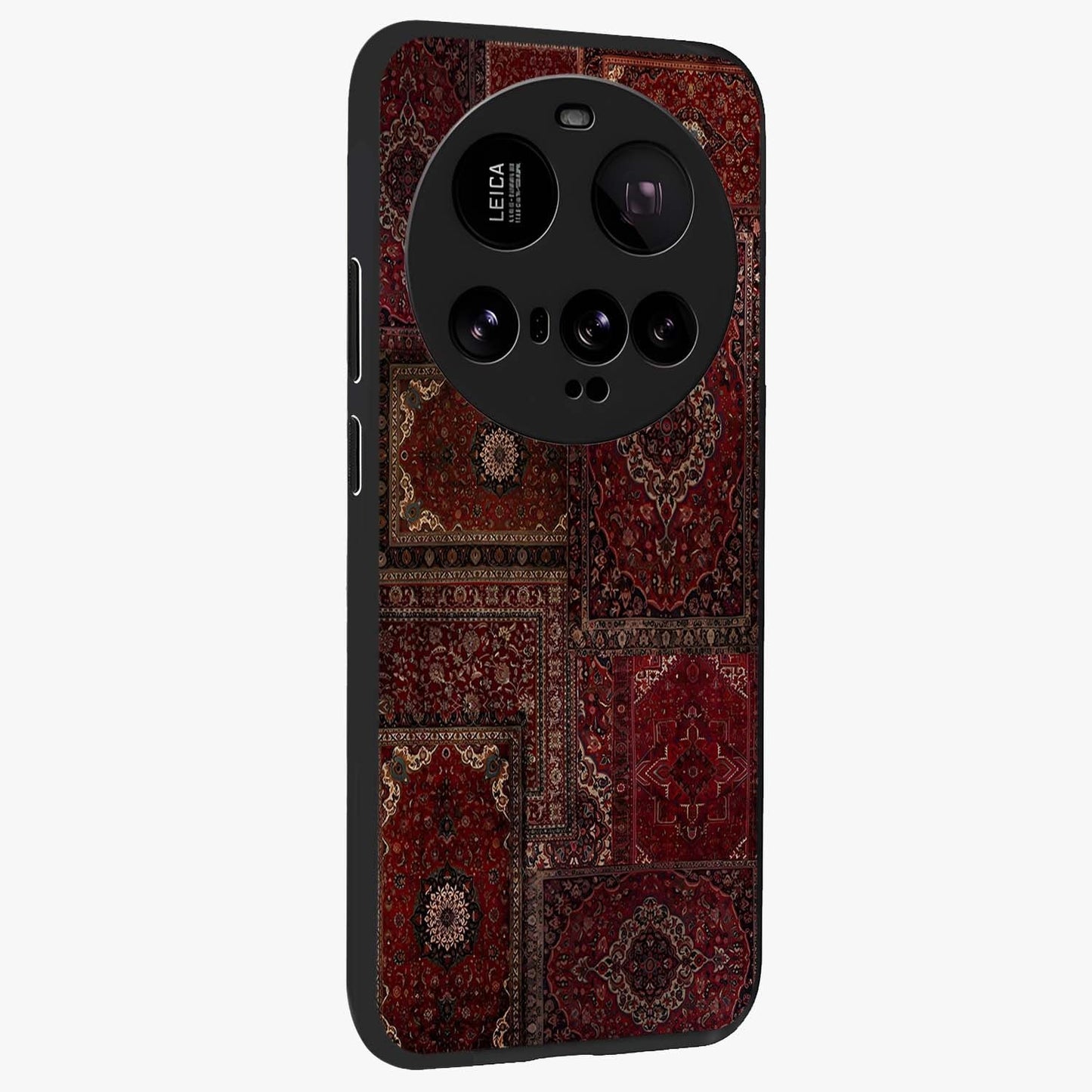 Persian Velvet Tale Glass Case upright view showcasing elegant Persian artwork with classic heritage theme.