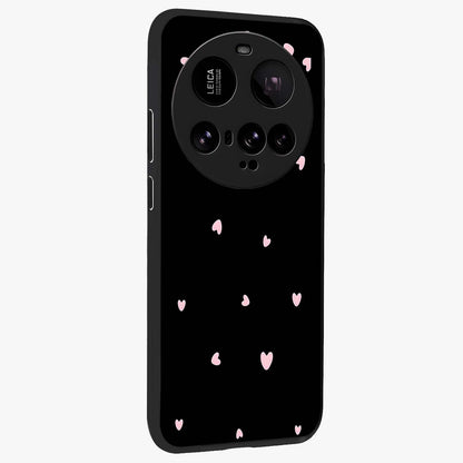 Pink Love Drops Glass Case upright view showcasing charming heart drop artwork with romantic playful theme.