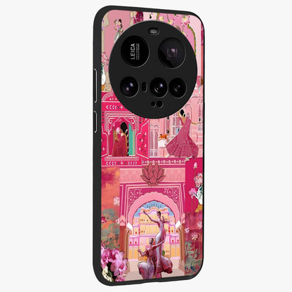 Pink Palace Muse Glass Case upright view showcasing artistic palace artwork with graceful royal theme.