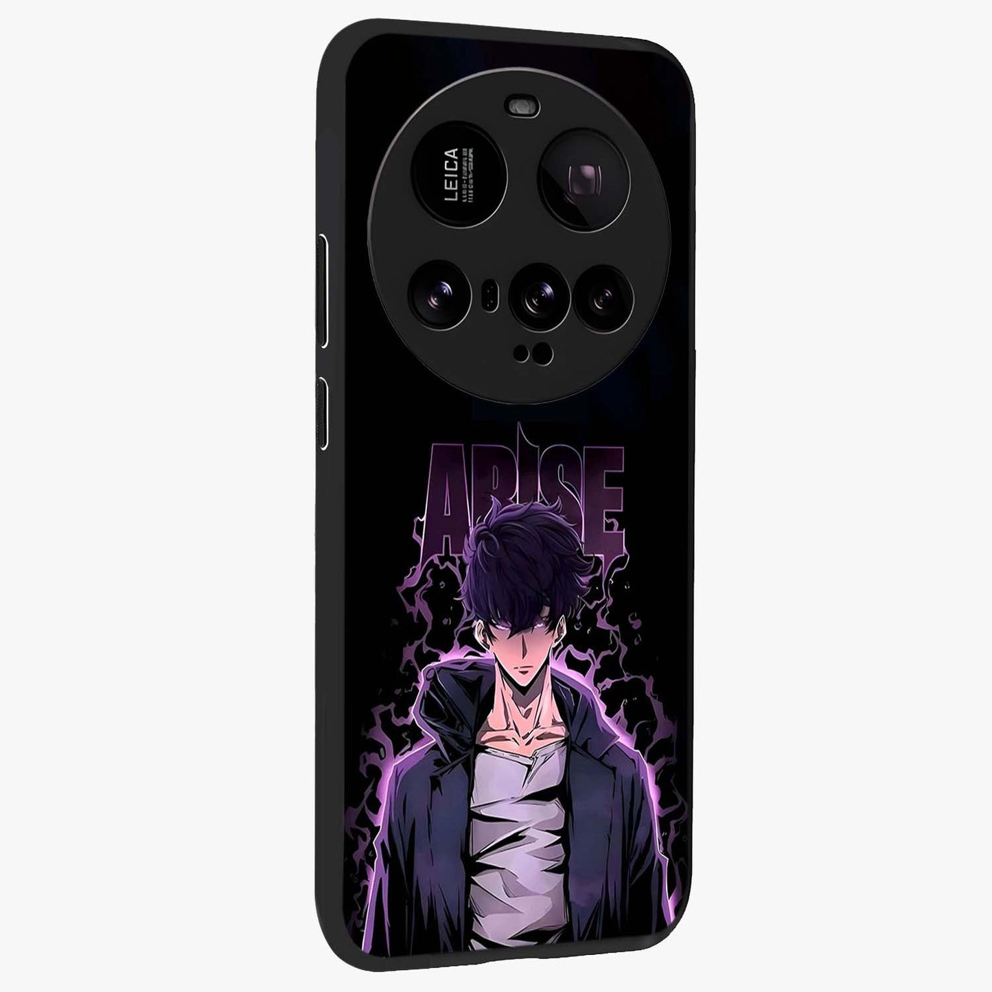 Shadow Monarch Awakening Glass Case upright view showcasing bold monarch artwork with mystical awakening theme.