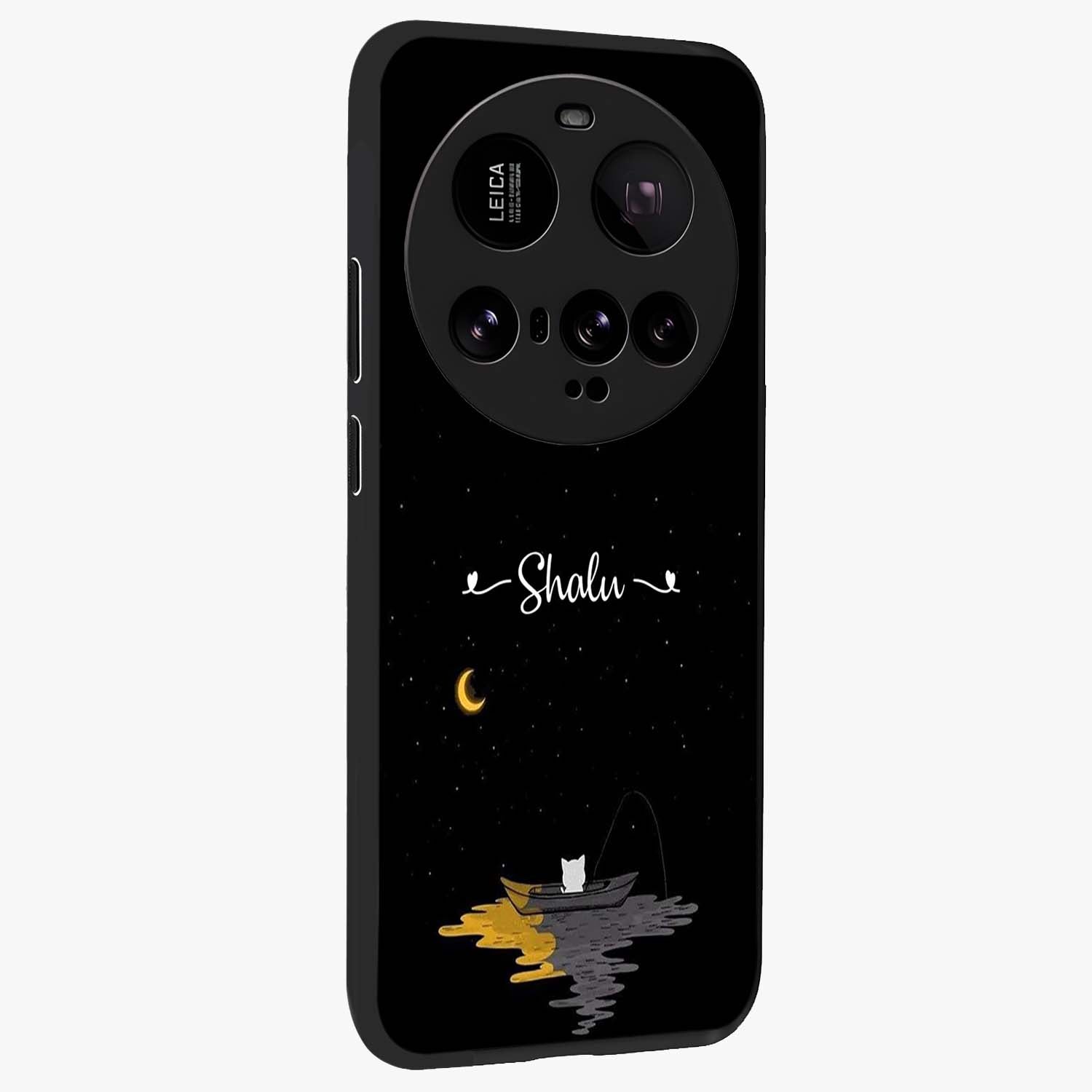 Silent Night Row Glass Case upright view showcasing tranquil night artwork with serene landscape theme.