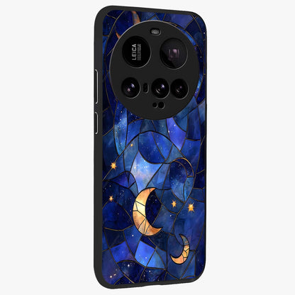 Starlit Sky Tapestry Glass Case upright view showcasing elegant starry sky artwork with cosmic decorative theme.