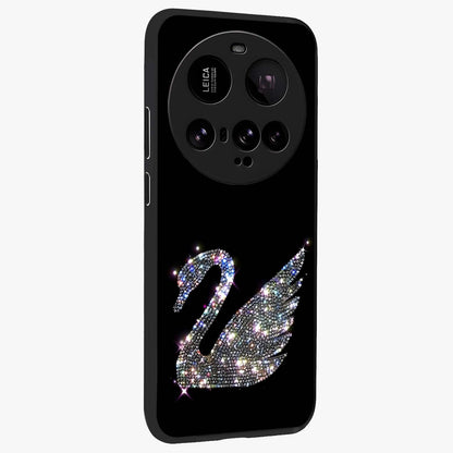Starlit Swan Grace Glass Case upright view showcasing beautiful swan artwork with peaceful night themed design.