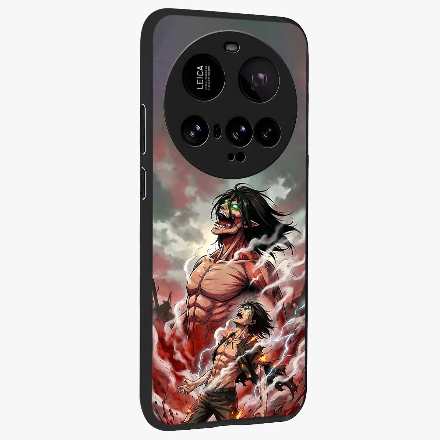 Titan Awakening Fury Glass Case upright view showcasing intense titan artwork with epic fantasy theme.