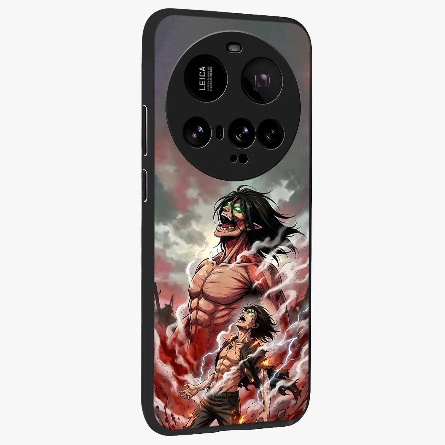 Titan Awakening Fury Glass Case upright view showcasing intense titan artwork with epic fantasy theme.