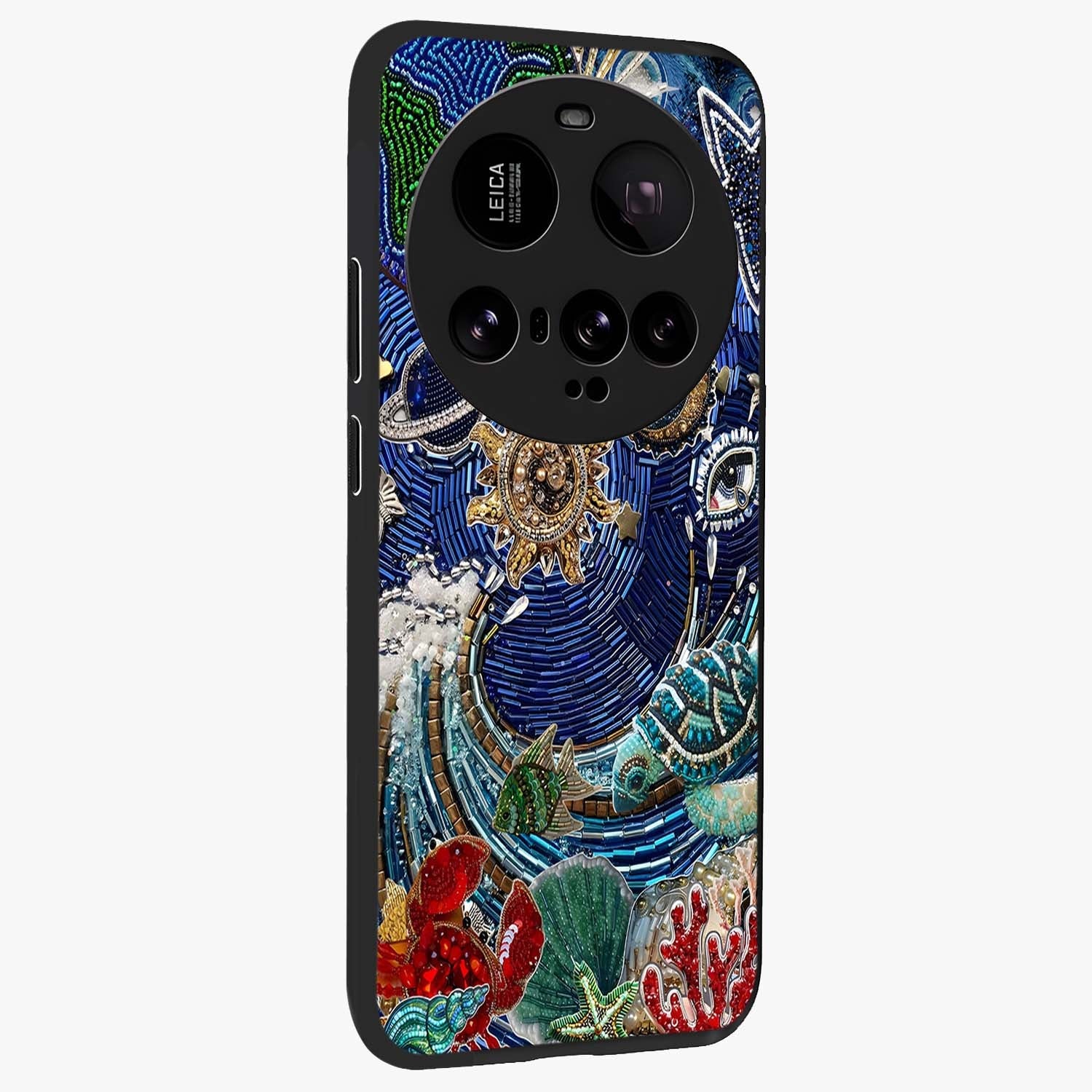 Universe Underwater Spark Glass Case upright view showcasing magical underwater galaxy artwork with vibrant cosmic theme.