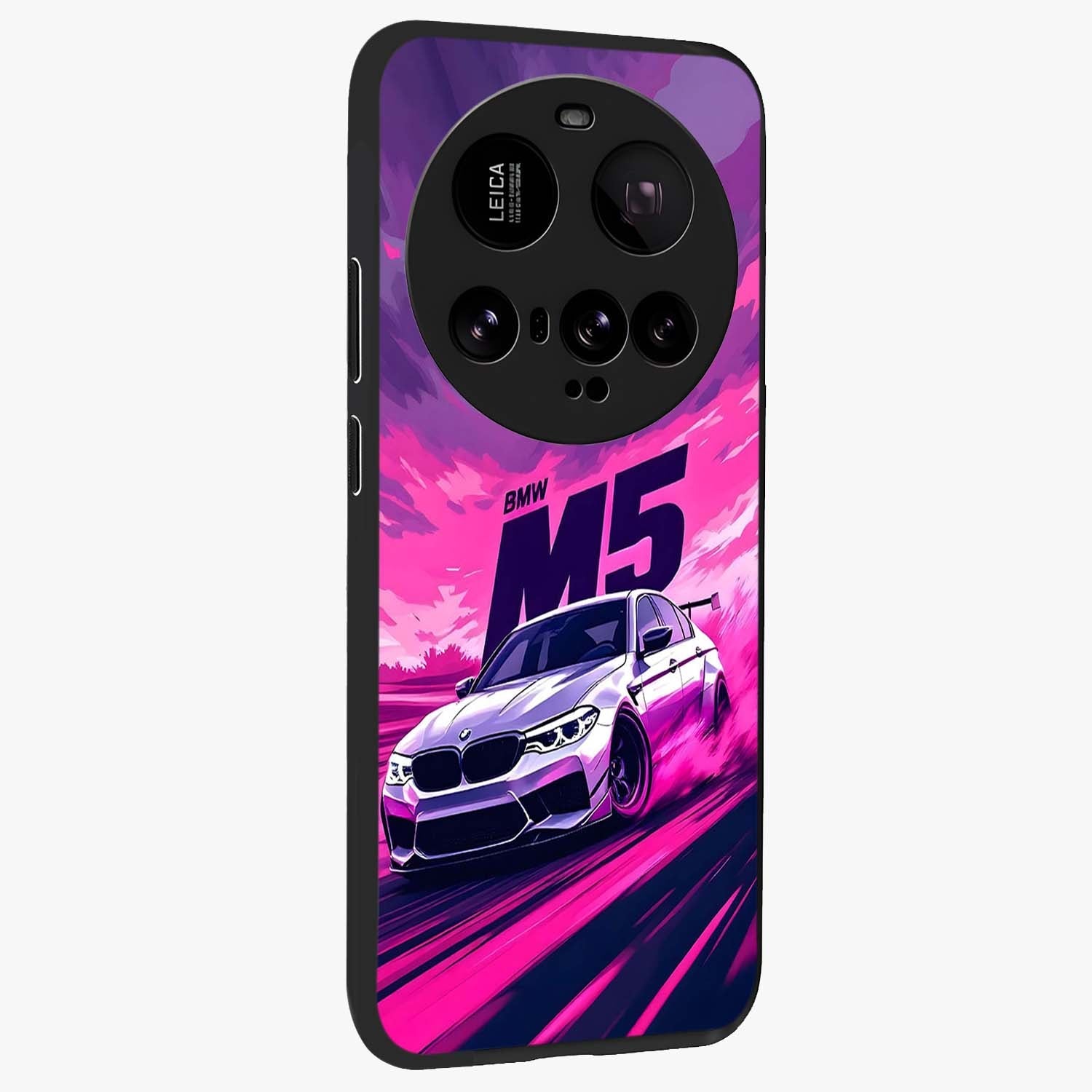 Velocity Drift Pulse Glass Case upright view showcasing powerful racing artwork with energetic motorsport theme.
