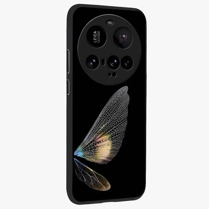 Whispers Of Wings Glass Case upright view showcasing elegant wing artwork with light airy theme.