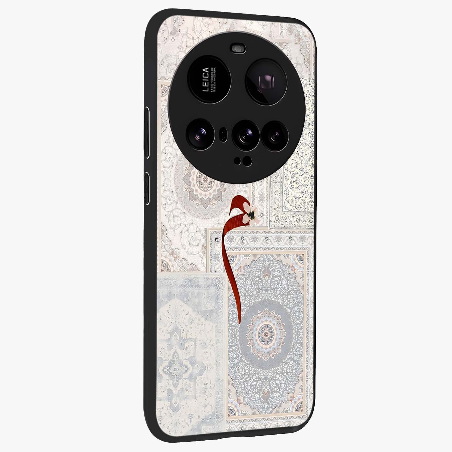 White Aesthetic Bow Glass Case upright view showcasing delicate ribbon bow artwork with cute minimalist theme.