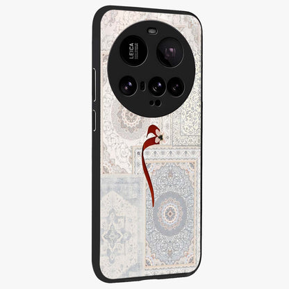 White Aesthetic Bow Glass Case upright view showcasing delicate ribbon bow artwork with cute minimalist theme.