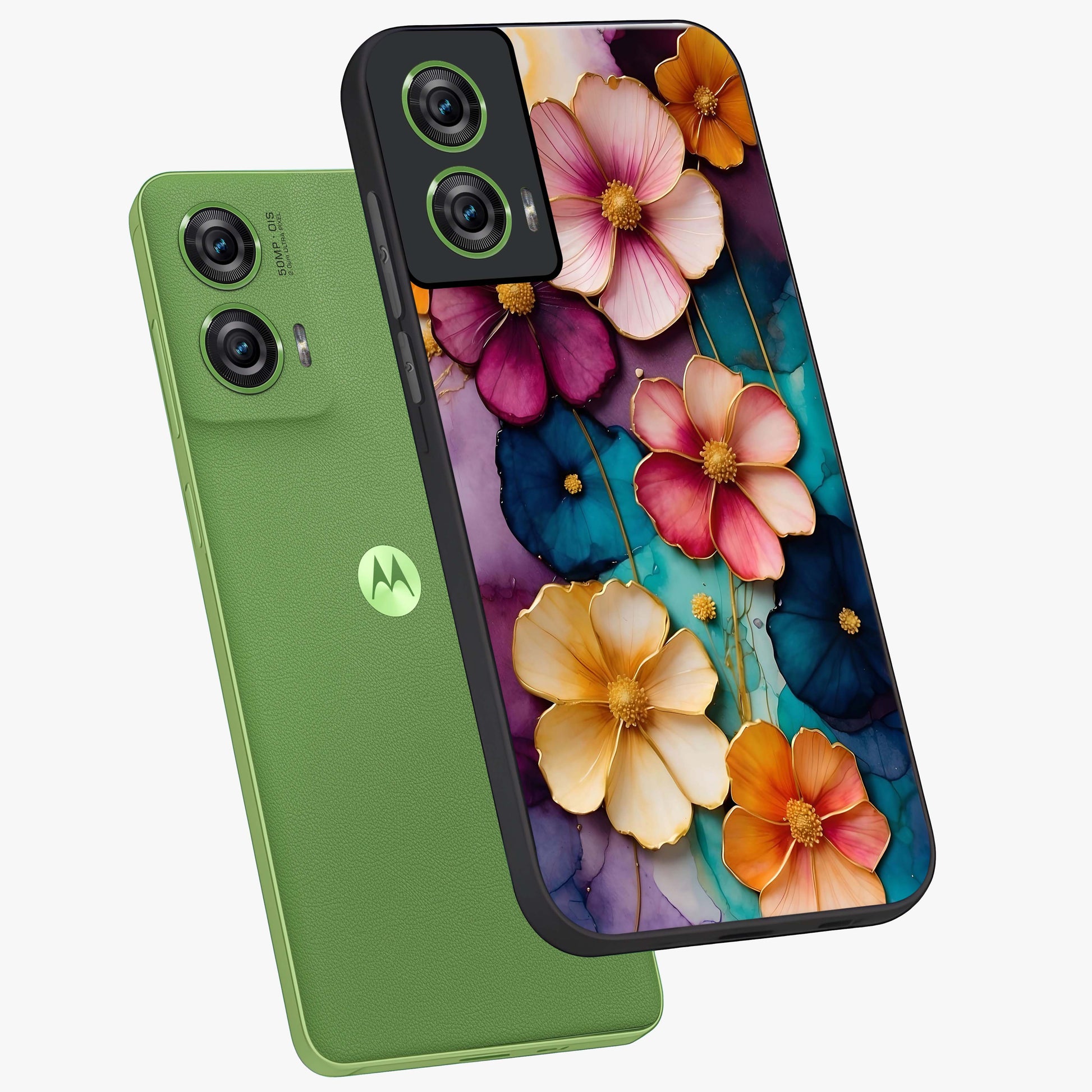 Artlyn Grace Flower Pattern Glass Case displayed in angled mockup highlighting delicate flower pattern design and smooth glass surface.