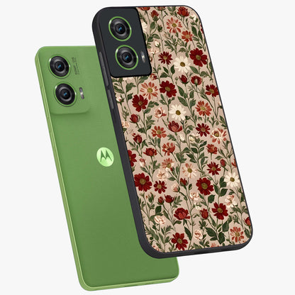 Biege Flower With Leaf Glass Case displayed in angled mockup highlighting minimal floral leaf design and elegant aesthetic.