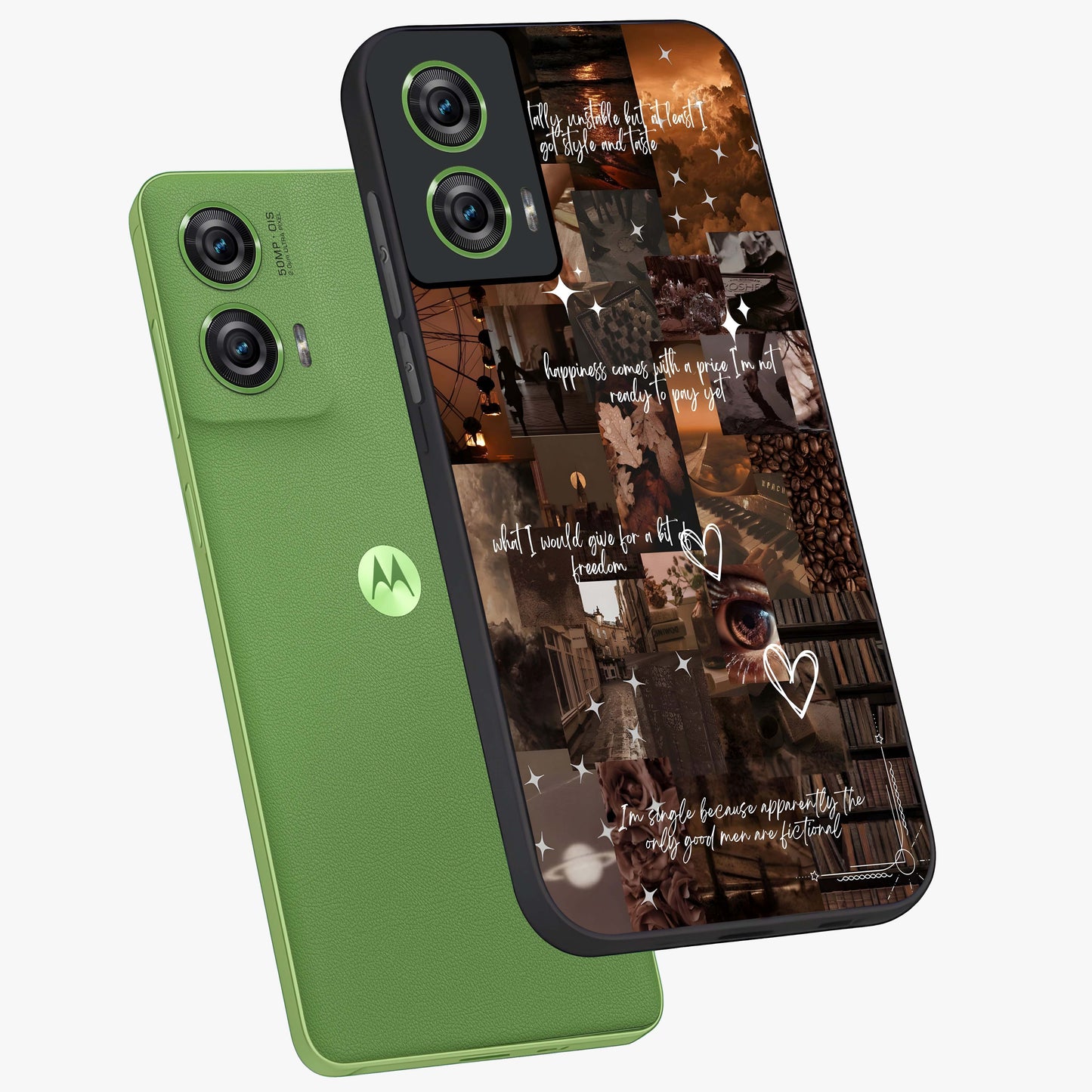 Bittersweet Aesthetic Chaos Glass Case displayed in angled mockup highlighting expressive abstract artwork and edgy aesthetic theme.