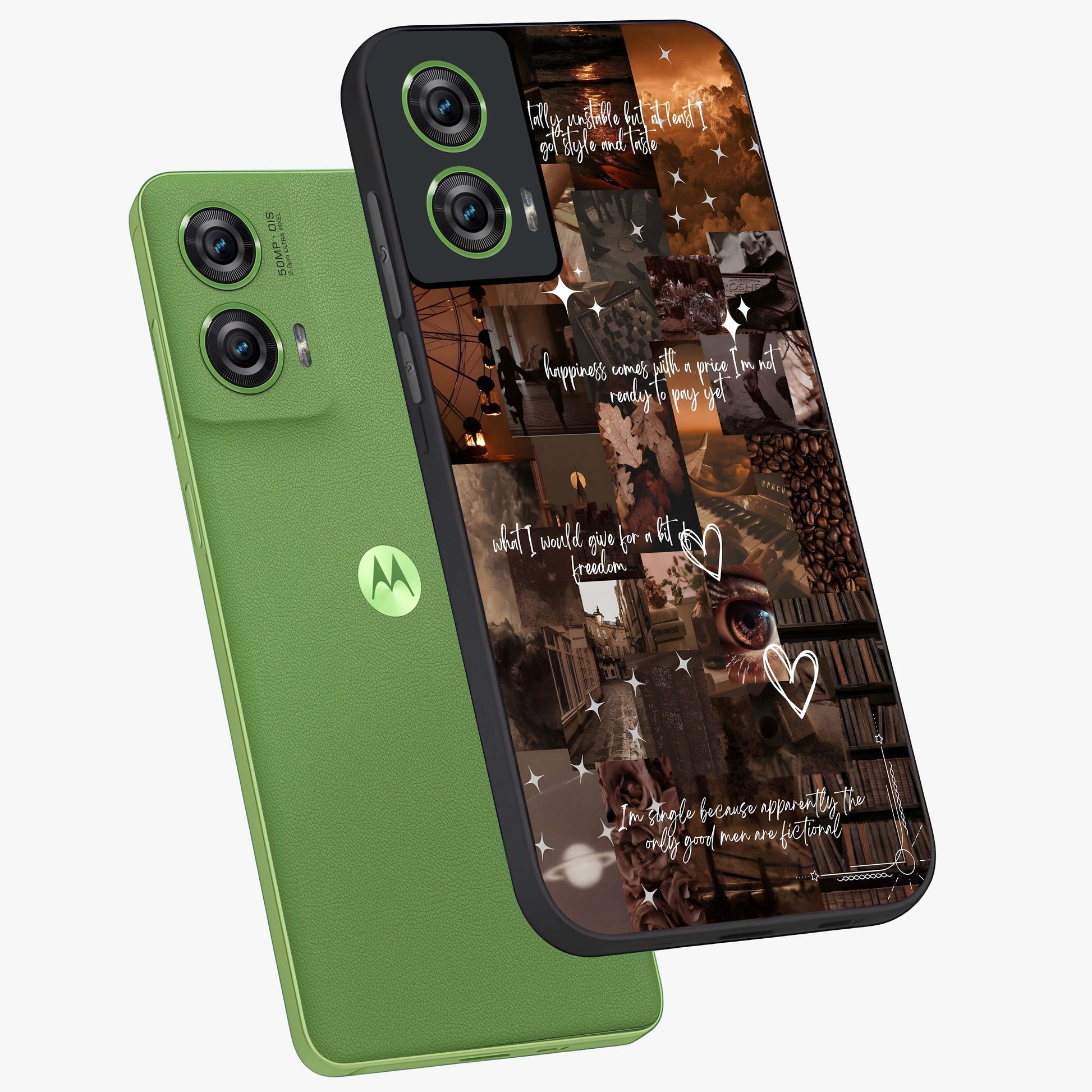 Bittersweet Aesthetic Chaos Glass Case displayed in angled mockup highlighting expressive abstract artwork and edgy aesthetic theme.