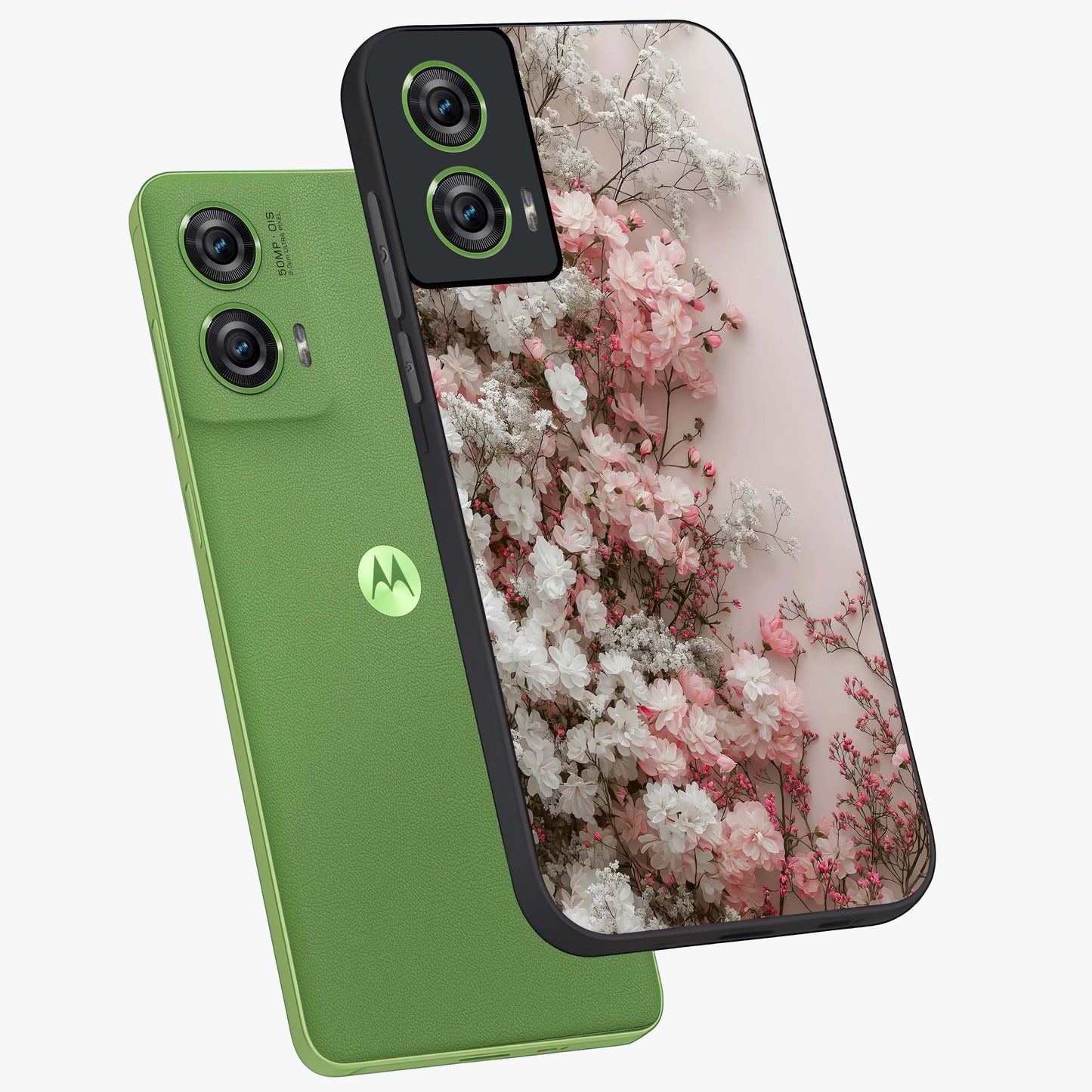 Blush Blossom Cloud Glass Case displayed in angled mockup highlighting soft cloud and blossom design with pastel aesthetic.