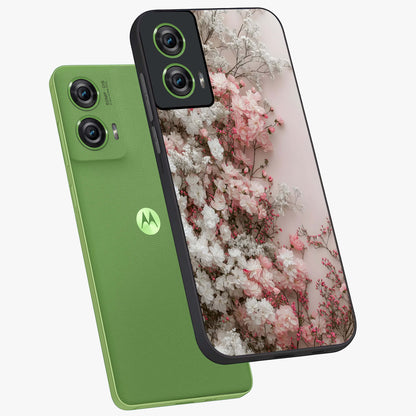 Blush Blossom Cloud Glass Case displayed in angled mockup highlighting soft cloud and blossom design with pastel aesthetic.