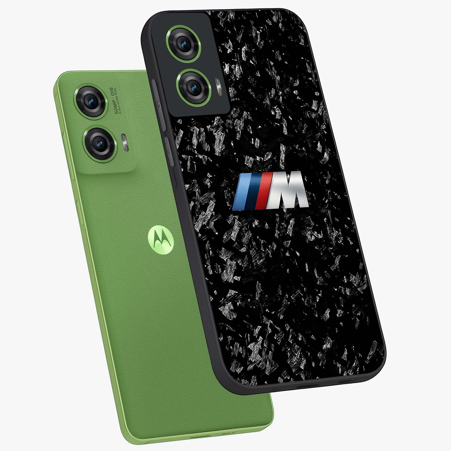 Carbon Speed Mark Glass Case displayed in angled mockup highlighting racing inspired carbon design and sleek aesthetic style.