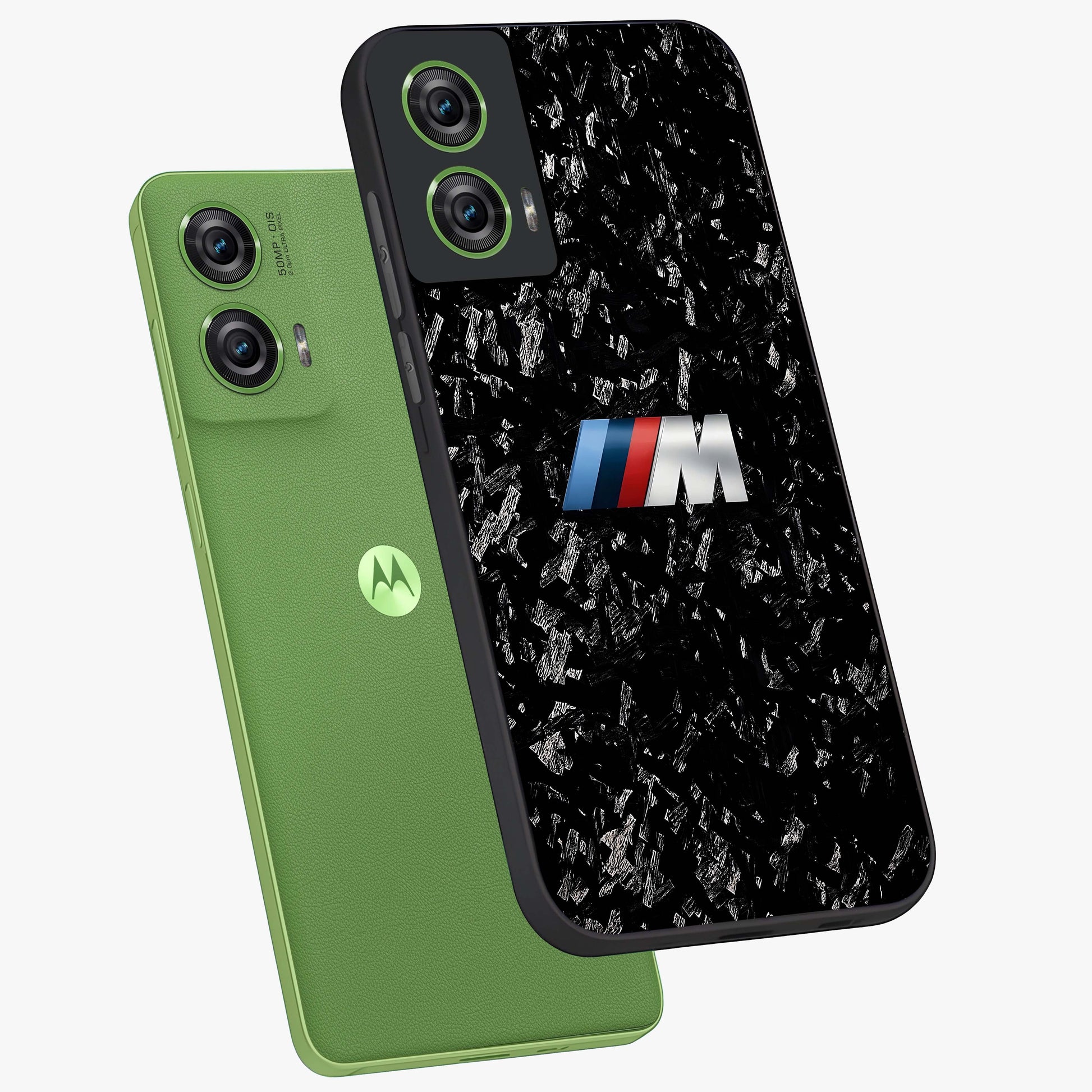 Carbon Speed Mark Glass Case displayed in angled mockup highlighting racing inspired carbon design and sleek aesthetic style.