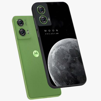 Cosmic Moon Glow Glass Case displayed in angled mockup highlighting celestial moon design with cosmic aesthetic theme.
