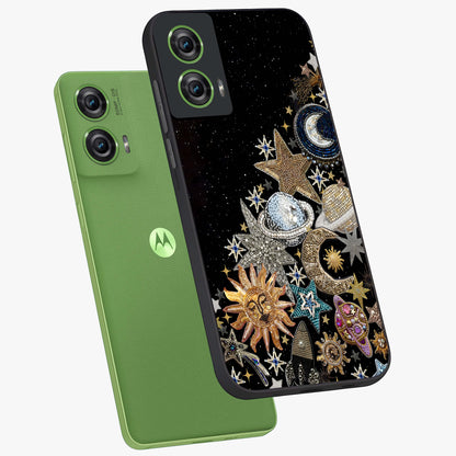 Cosmic Sparkle Dreams Glass Case displayed in angled mockup highlighting dreamy star sparkle design with celestial aesthetic.