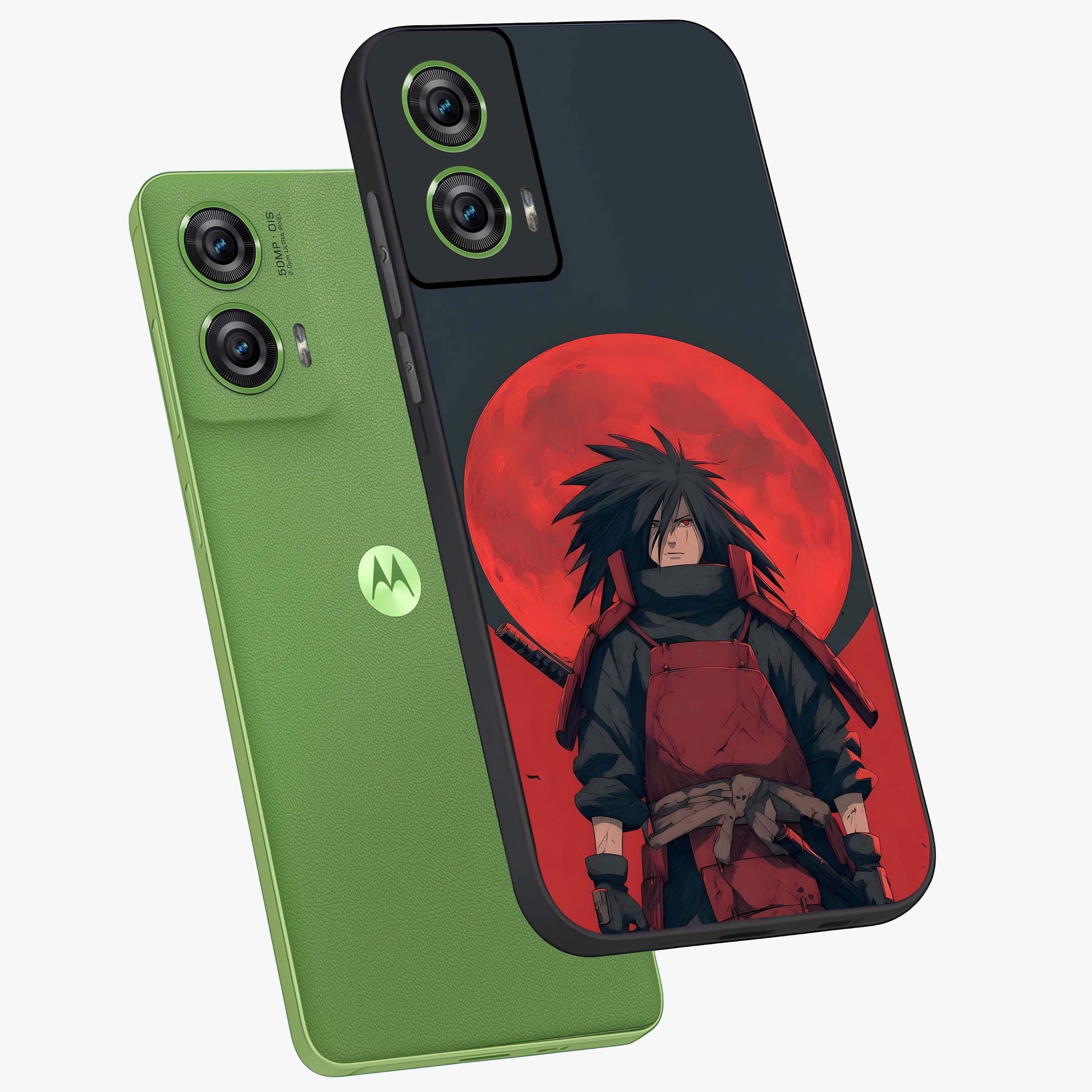 Crimson Moon Warlord Glass Case displayed in angled mockup highlighting dramatic crimson moon design with fantasy aesthetic.