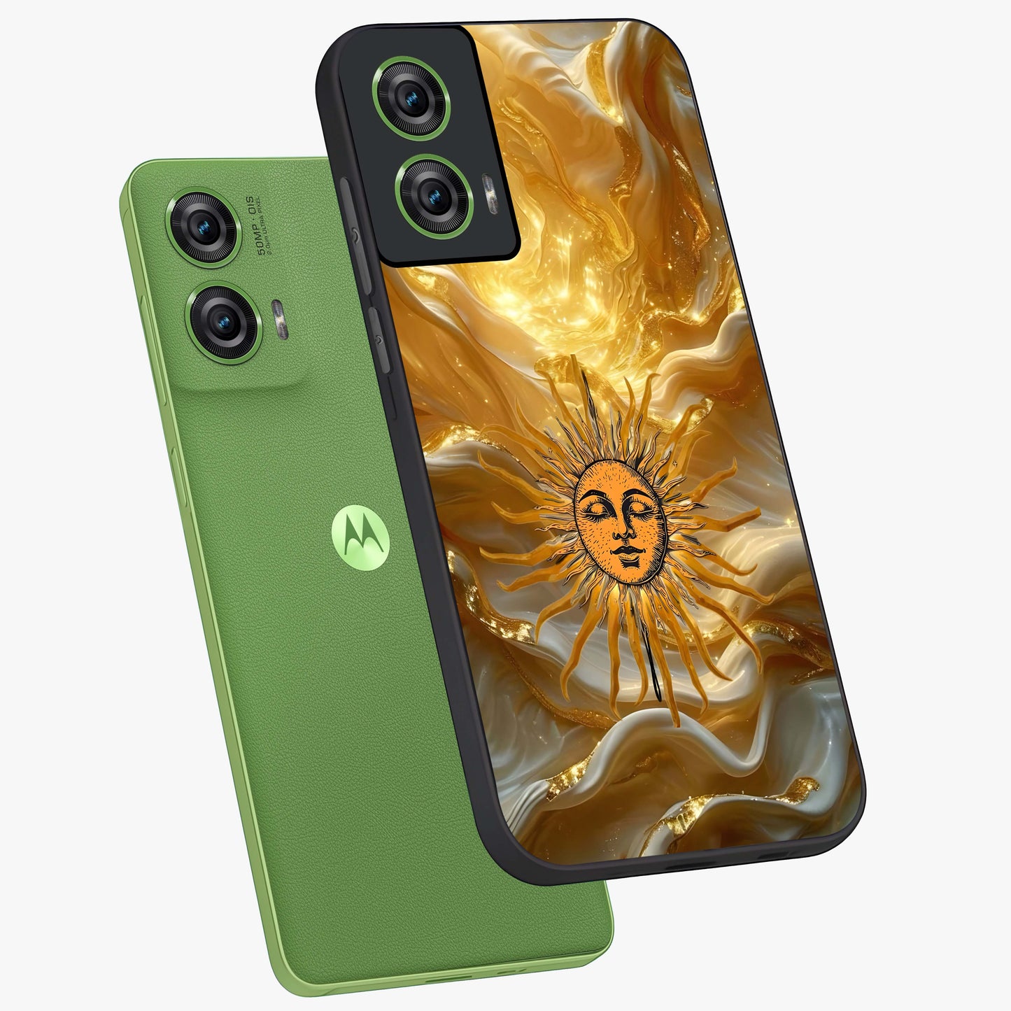 Eternal Golden Glow Glass Case displayed in angled mockup highlighting glowing golden aesthetic design with elegant style.