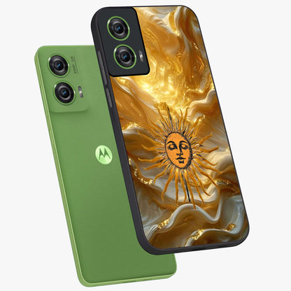 Eternal Golden Glow Glass Case displayed in angled mockup highlighting glowing golden aesthetic design with elegant style.
