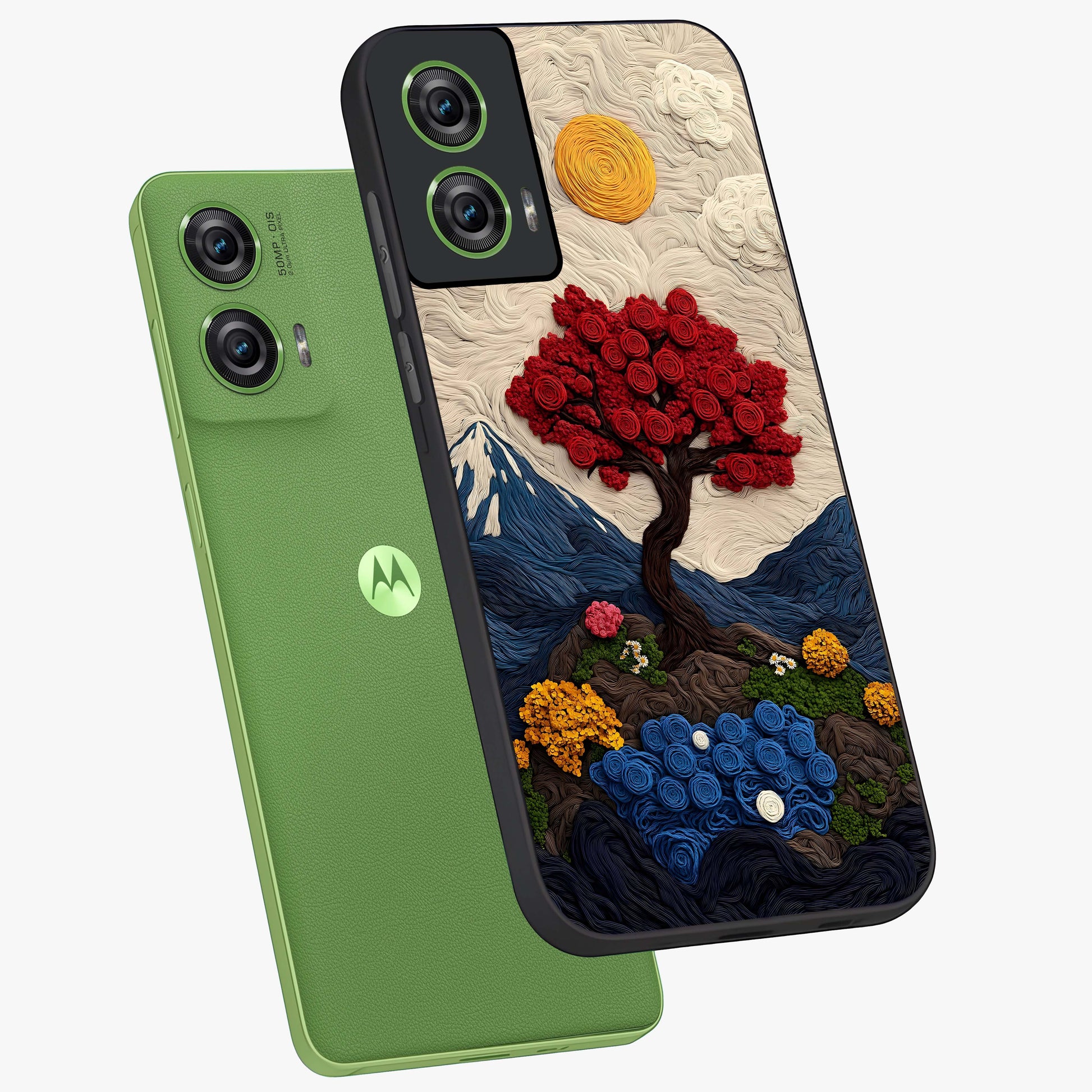 Eternal Nature Tapestry Glass Case displayed in angled mockup highlighting detailed botanical pattern with artistic aesthetic.