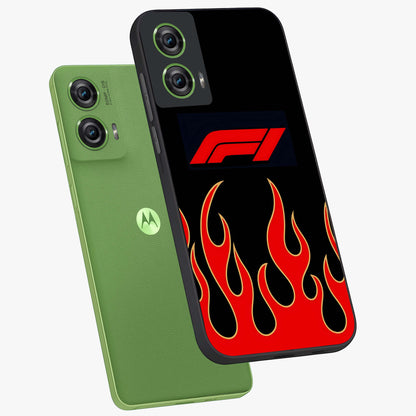 Fire F11 Glass Case displayed in angled mockup highlighting bold fire inspired graphic with energetic aesthetic style.