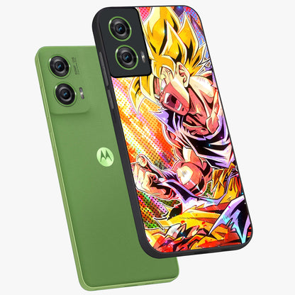 Firing Goku Glass Case displayed in angled mockup highlighting dynamic anime character design with action aesthetic.