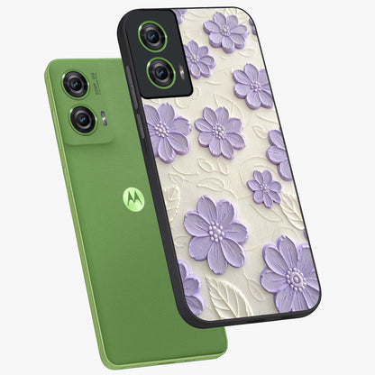 Floral Wall Art With Purple Flowers Glass Case displayed in angled mockup highlighting vibrant purple floral illustration with artistic aesthetic.
