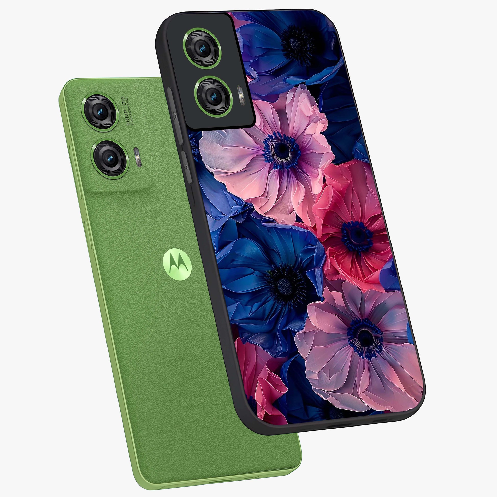 Flower Paper Art Pattern Glass Case displayed in angled mockup highlighting layered paper flower design with artistic aesthetic.