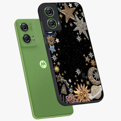 Galactic Jewel Stars Glass Case displayed in angled mockup highlighting shining celestial star design with cosmic aesthetic style.
