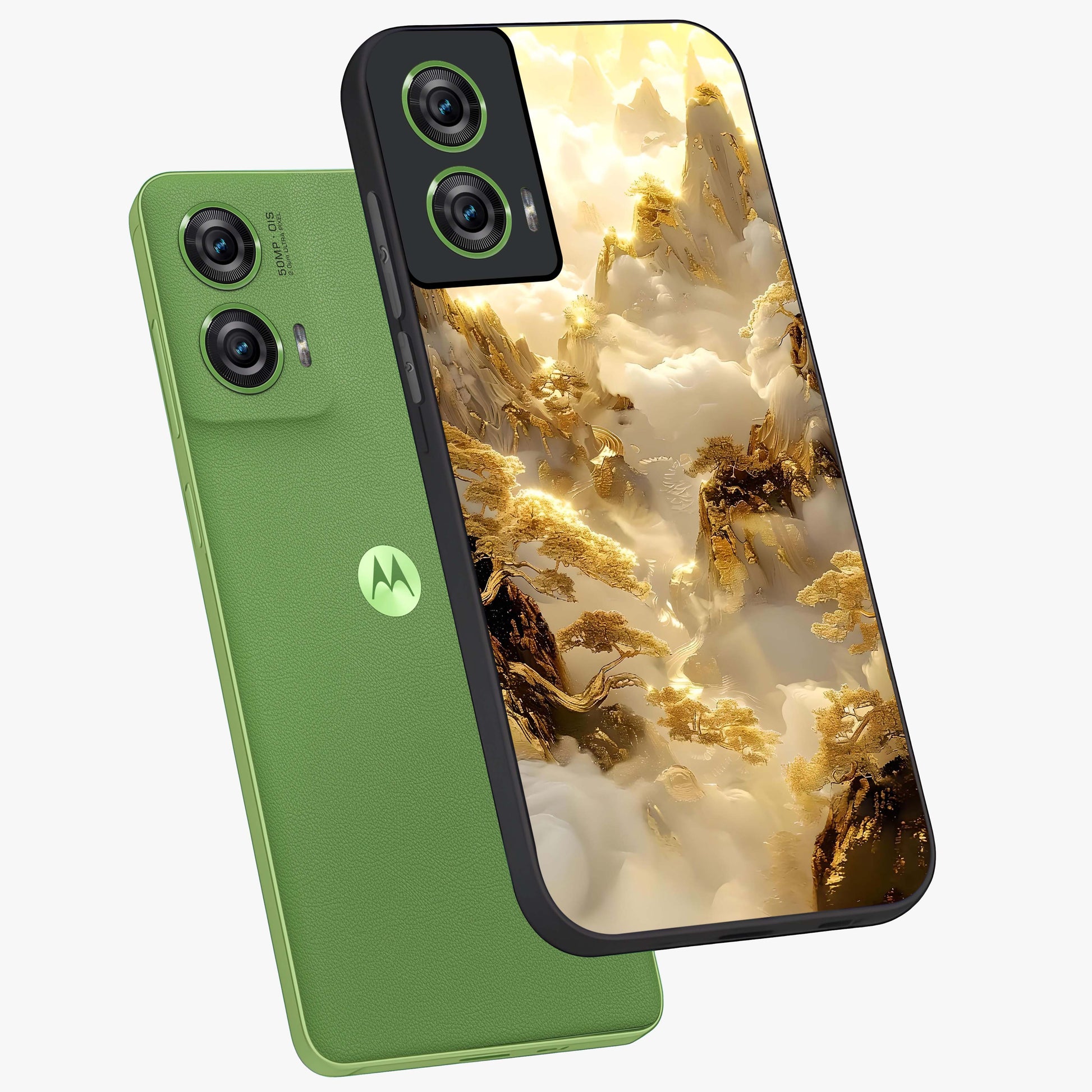 Gates Of Illumination Glass Case displayed in angled mockup highlighting radiant portal inspired design with fantasy aesthetic.