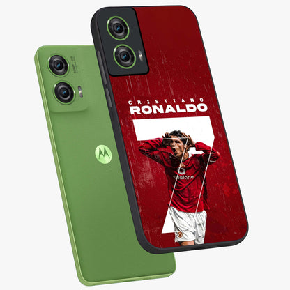 Goal Celebration Legacy Glass Case displayed in angled mockup highlighting energetic sports celebration design with bold athletic theme.