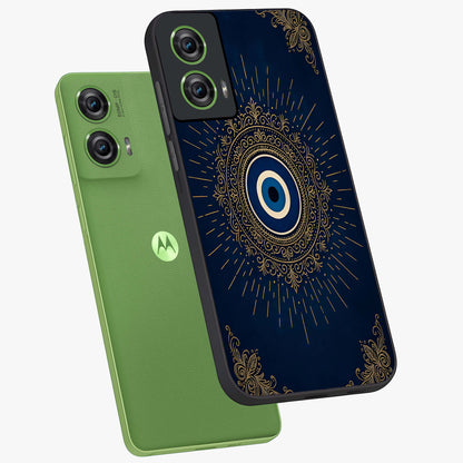 Golden Celestial Charm Glass Case displayed in angled mockup highlighting sparkling cosmic charm design with celestial aesthetic.