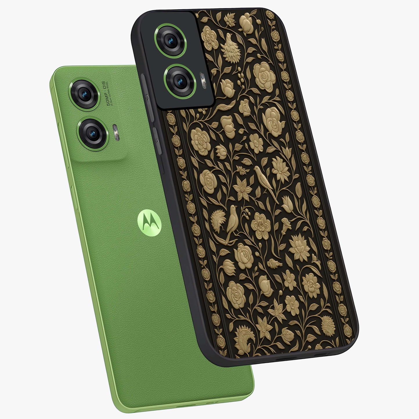 Golden Evil Eye Mandala Glass Case displayed in angled mockup highlighting protective evil eye symbol with golden mandala design.
