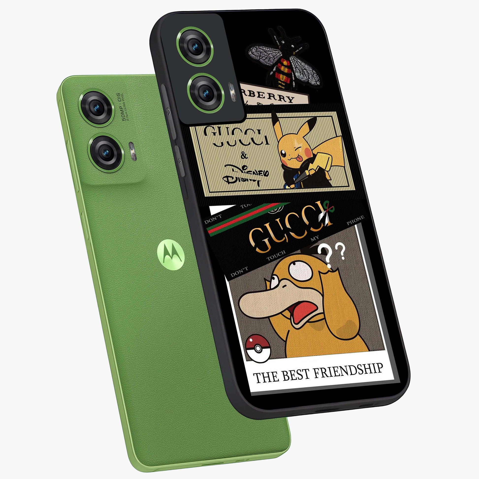 Gucci Play Mashup Glass Case displayed in angled mockup highlighting stylish fashion mashup design with bold aesthetic.