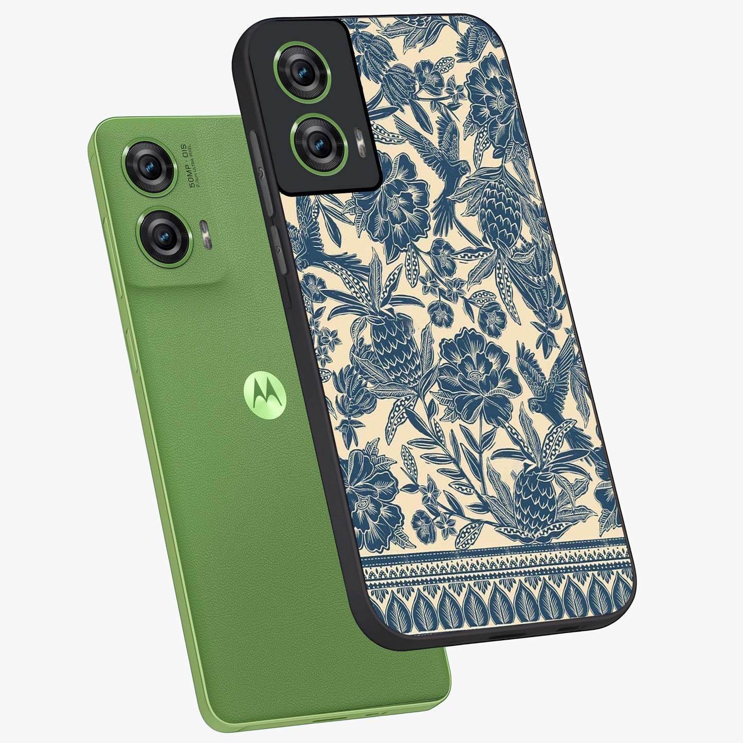 Heirloom Wild Bloom Glass Case displayed in angled mockup highlighting botanical bloom design with classic aesthetic style.