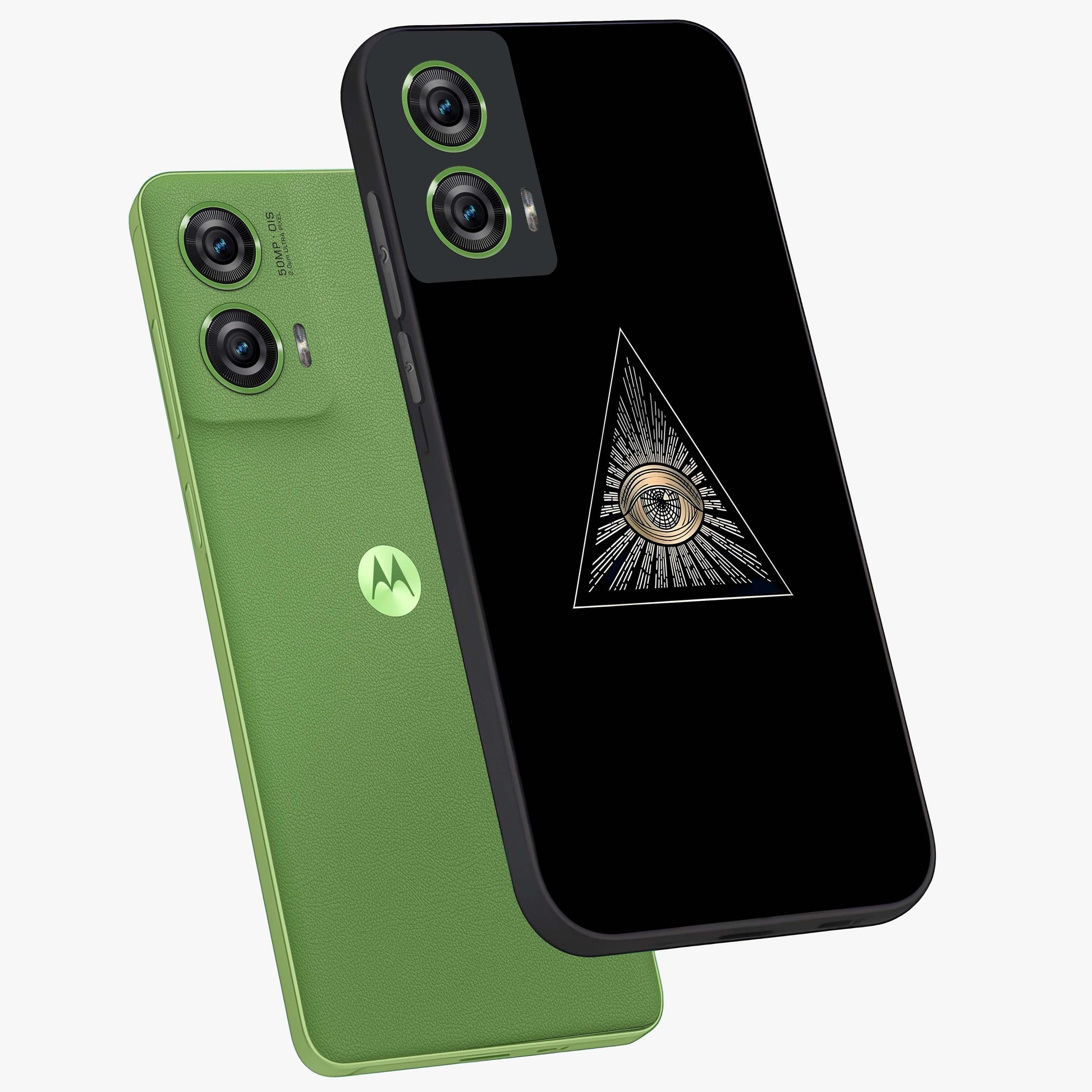 Illuminati Evil Glass Case displayed in angled mockup highlighting dark occult inspired design with bold aesthetic style.