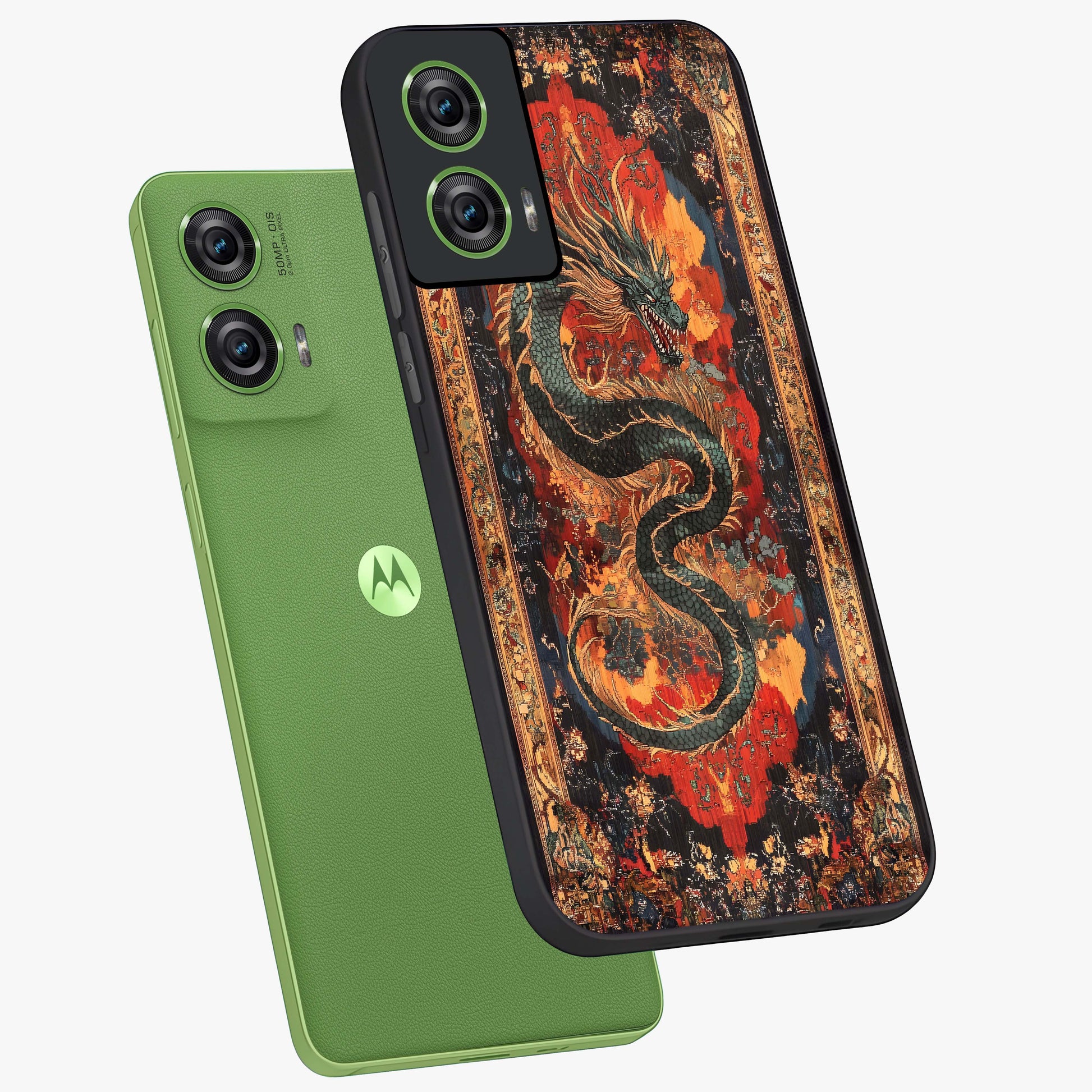 Inferno Dragon Soul Glass Case displayed in angled mockup highlighting powerful dragon illustration with inferno aesthetic.